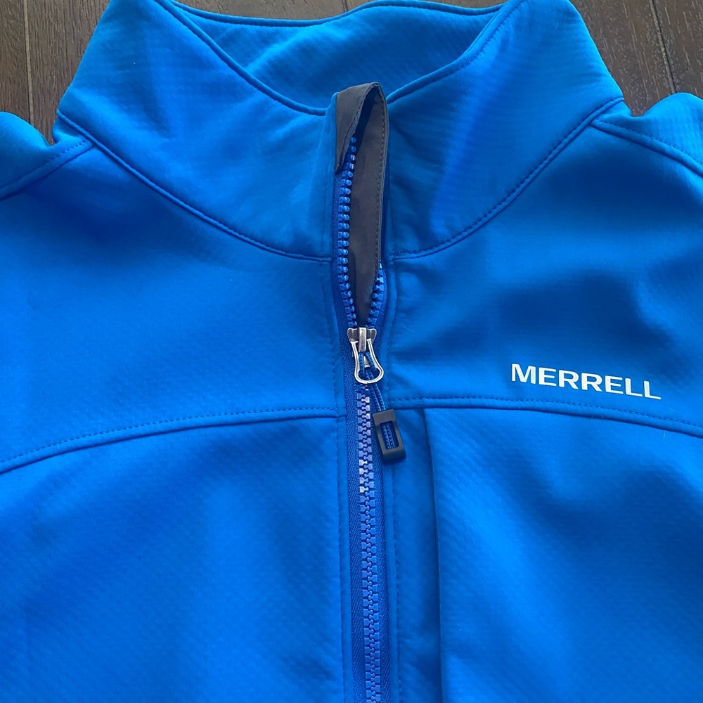Merrill jacket bright blue. Zip up front. Size XL